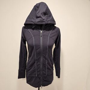 Athleta Rishi Yoga Fitted Jacket Full Zip Womens Small Black Athleisure Workout